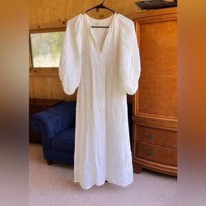 Daughters of India White Kyra Midi Dress, S.